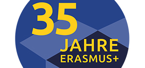 Logo 35 Jahre Erasmus+ als kreisrunder Störer
