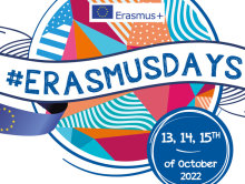 ErasmusDays Logo mit #Erasmusdays und Datum am 13.,14.,15. Oktober 2022