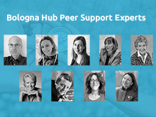 Portraits of all experts on lightblue background