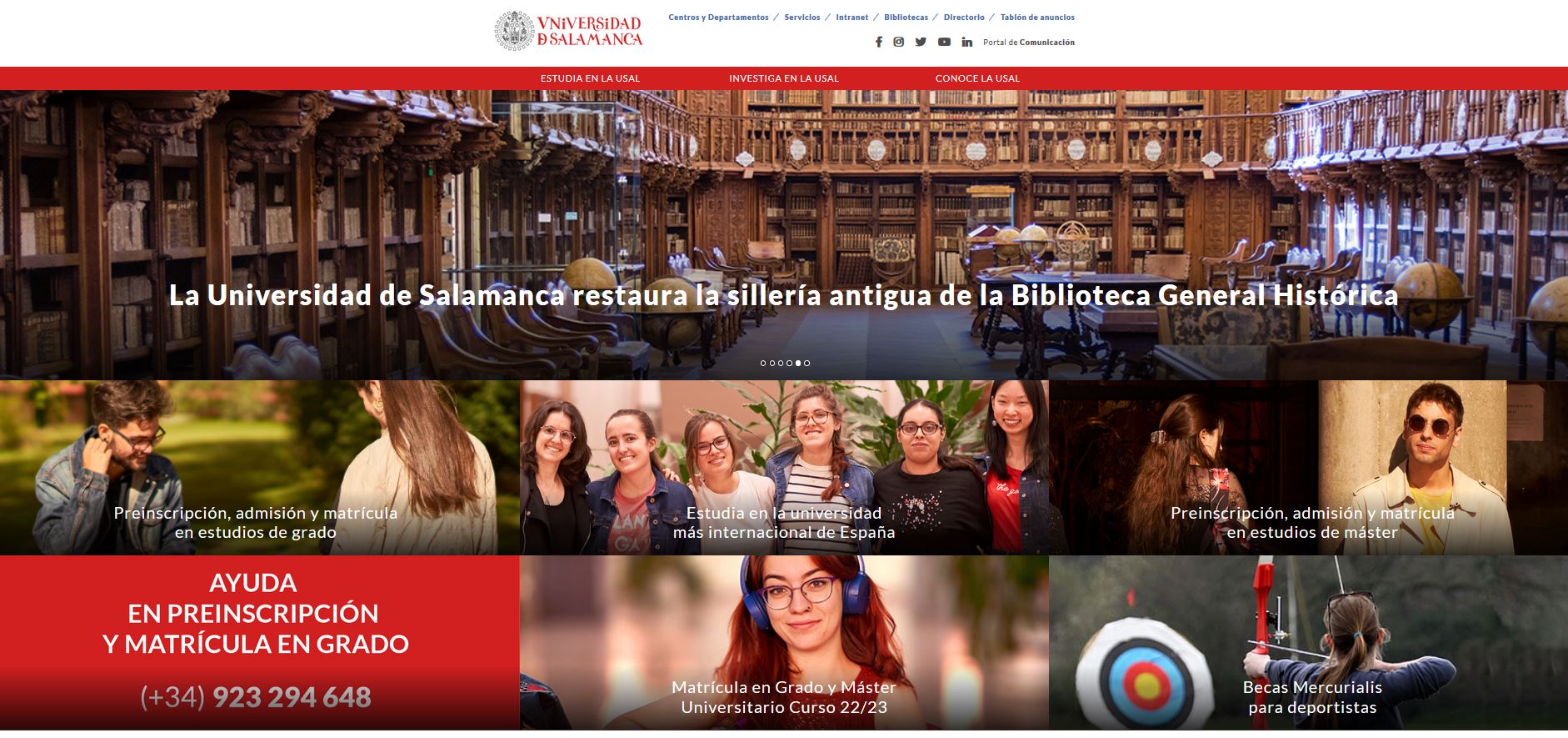 Screenshot Universität Salamanca