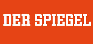Logo Der Spiegel: Hintergrund ziegelrot, Schrift weiß