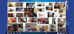 Video mit Collage mehrerer musizierender Studierender
